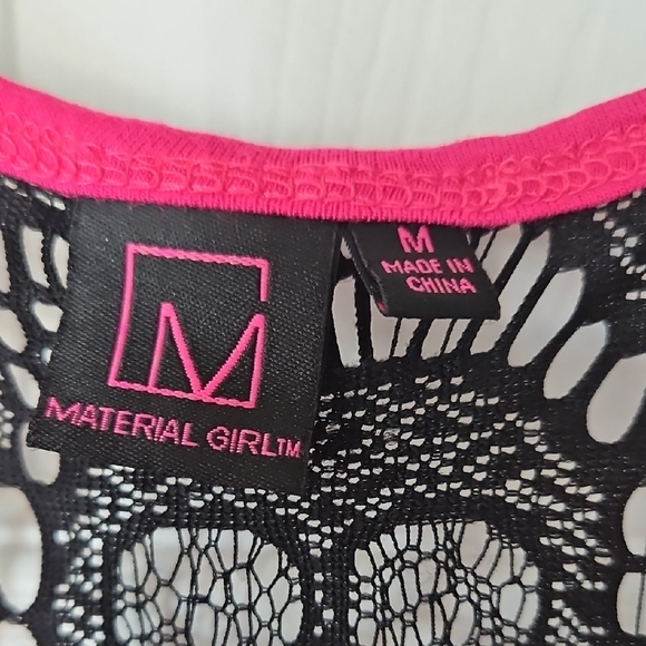 Material Girl Pink and Black Lace Tank Top - Picture 2 of 4